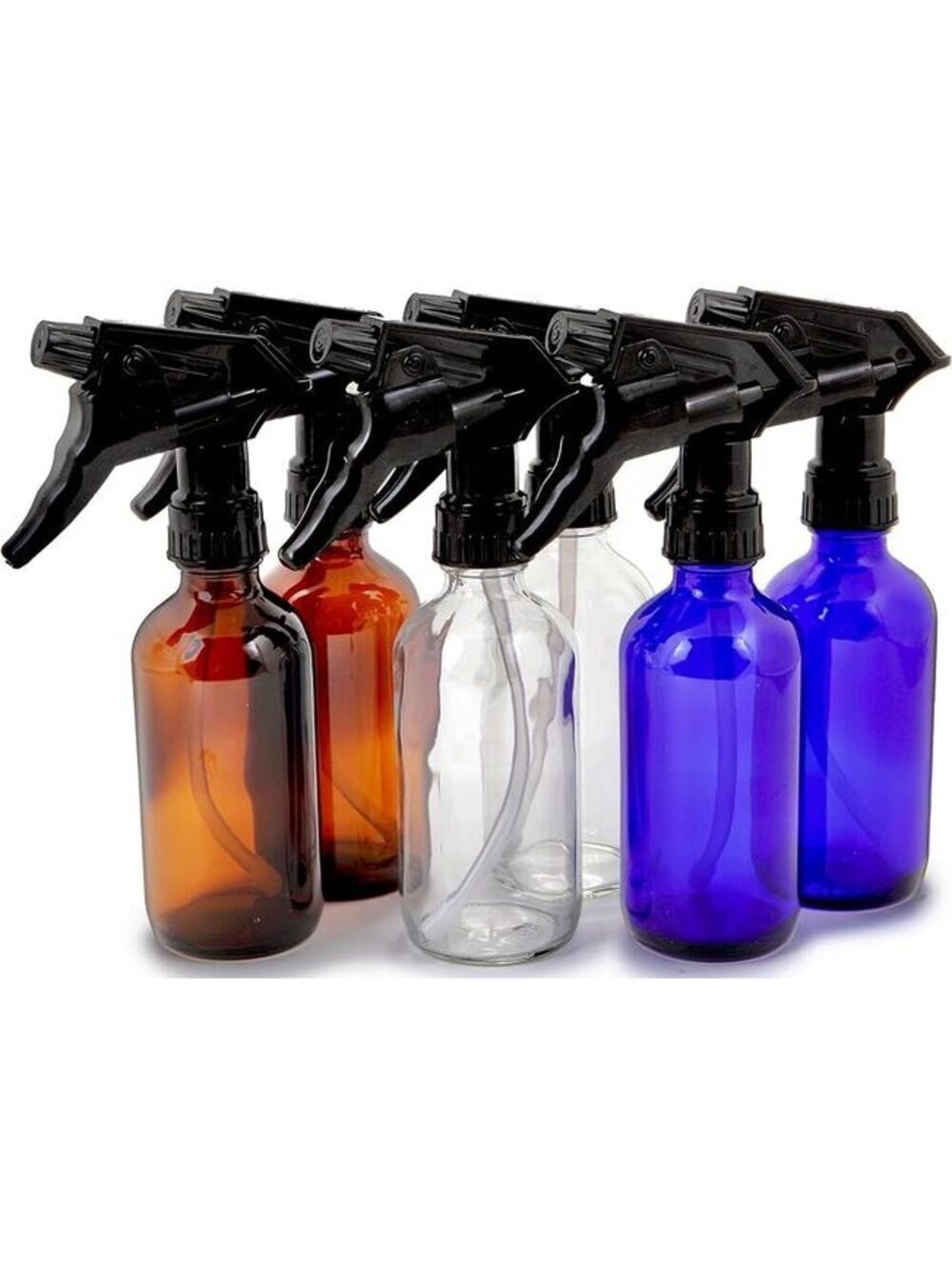 Vivaplex 6 Pack 8 oz Glass Spray Bottles Black Triggers